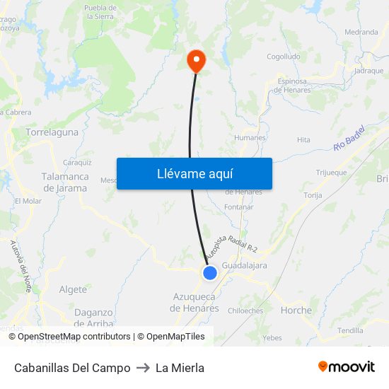 Cabanillas Del Campo to La Mierla map