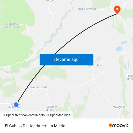 El Cubillo De Uceda to La Mierla map