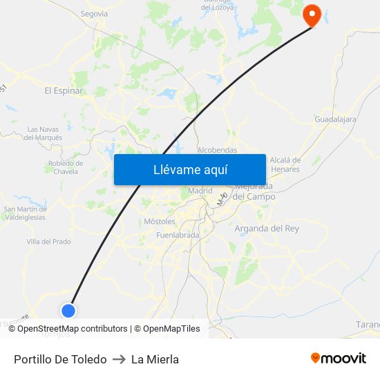Portillo De Toledo to La Mierla map