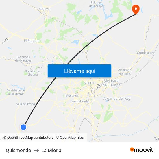 Quismondo to La Mierla map