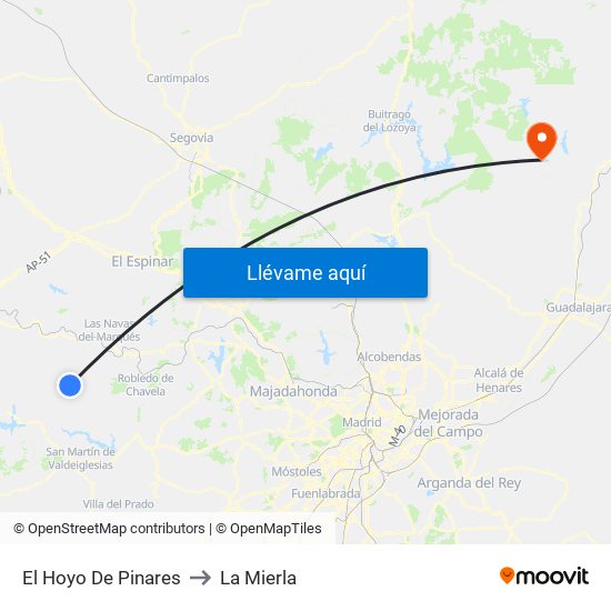 El Hoyo De Pinares to La Mierla map