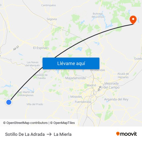 Sotillo De La Adrada to La Mierla map