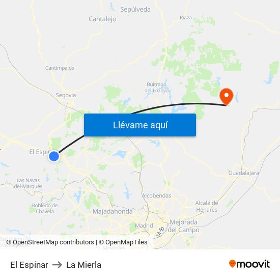 El Espinar to La Mierla map
