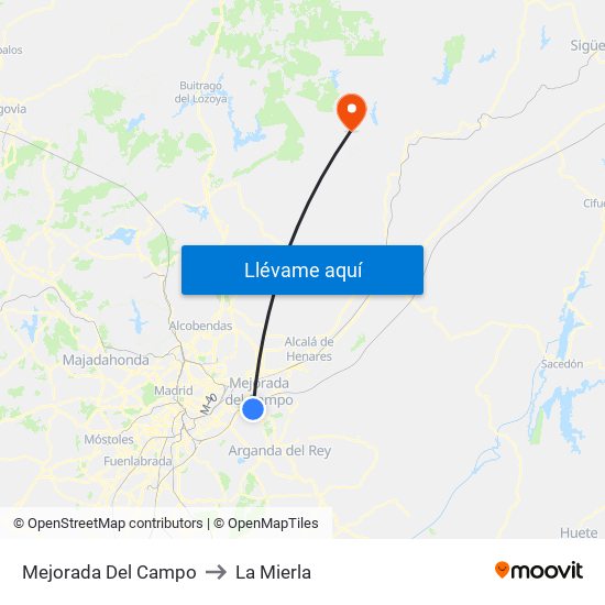 Mejorada Del Campo to La Mierla map