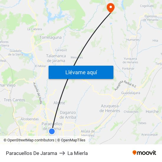 Paracuellos De Jarama to La Mierla map