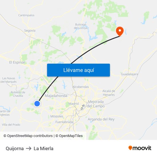 Quijorna to La Mierla map