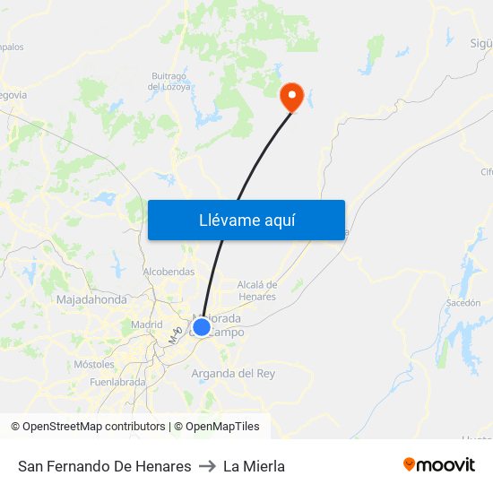 San Fernando De Henares to La Mierla map