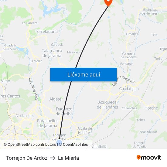 Torrejón De Ardoz to La Mierla map