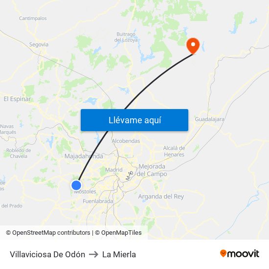 Villaviciosa De Odón to La Mierla map