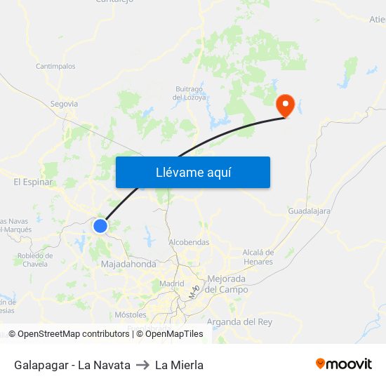 Galapagar - La Navata to La Mierla map