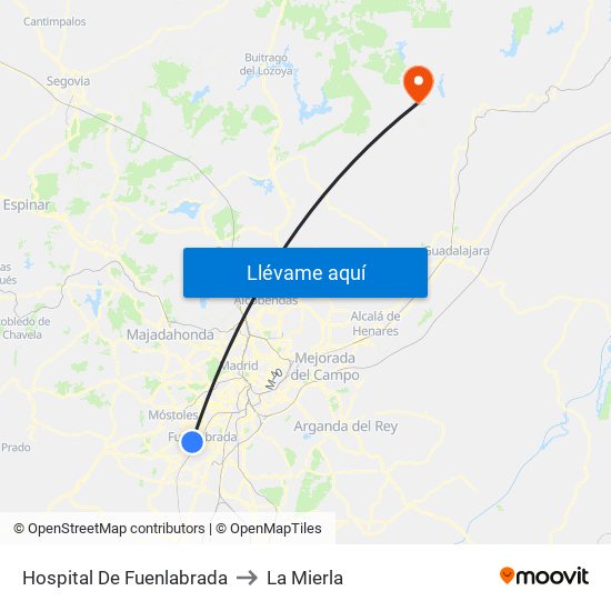 Hospital De Fuenlabrada to La Mierla map
