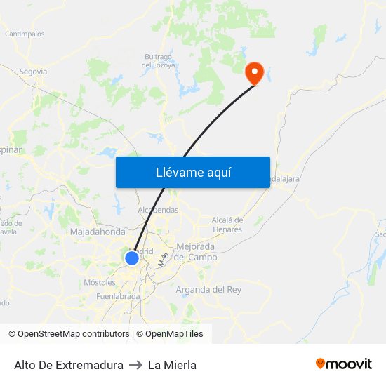 Alto De Extremadura to La Mierla map