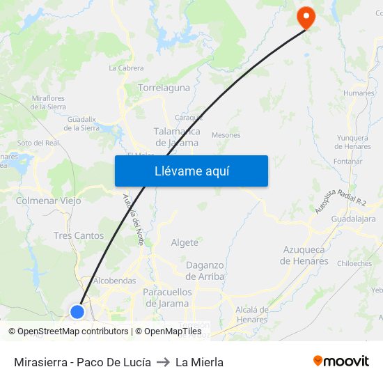 Mirasierra - Paco De Lucía to La Mierla map