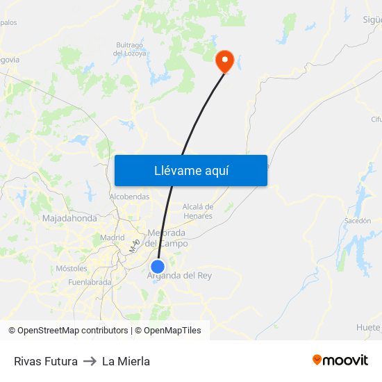 Rivas Futura to La Mierla map