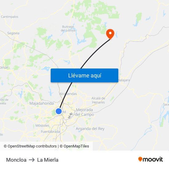 Moncloa to La Mierla map