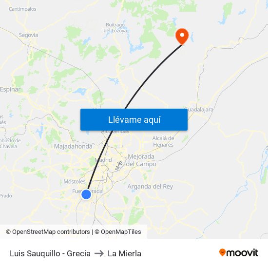 Luis Sauquillo - Grecia to La Mierla map