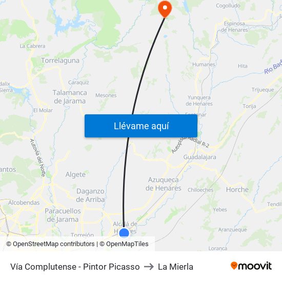 Vía Complutense - Pintor Picasso to La Mierla map