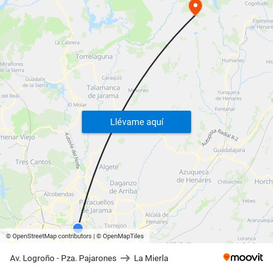 Av. Logroño - Pza. Pajarones to La Mierla map