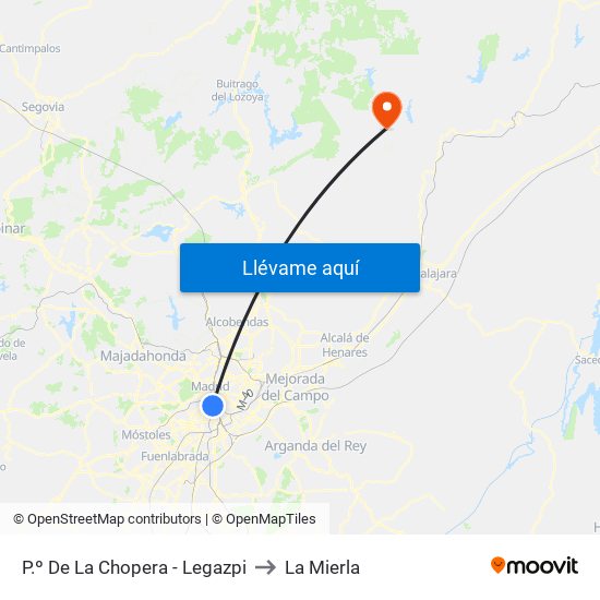 P.º De La Chopera - Legazpi to La Mierla map