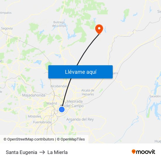 Santa Eugenia to La Mierla map