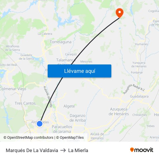 Marqués De La Valdavia to La Mierla map