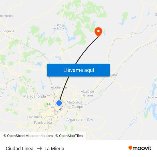 Ciudad Lineal to La Mierla map
