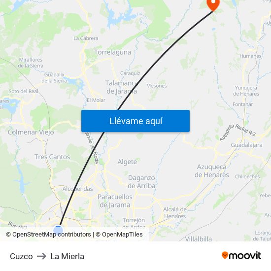 Cuzco to La Mierla map