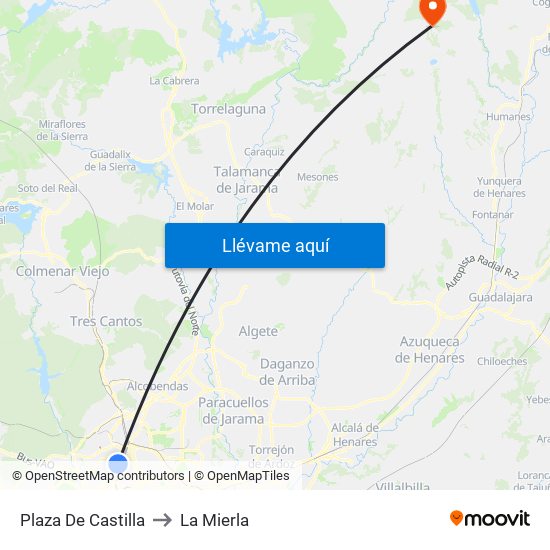 Plaza De Castilla to La Mierla map
