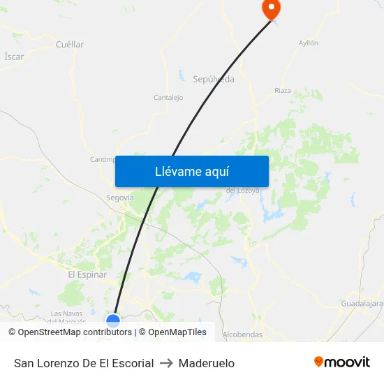 San Lorenzo De El Escorial to Maderuelo map