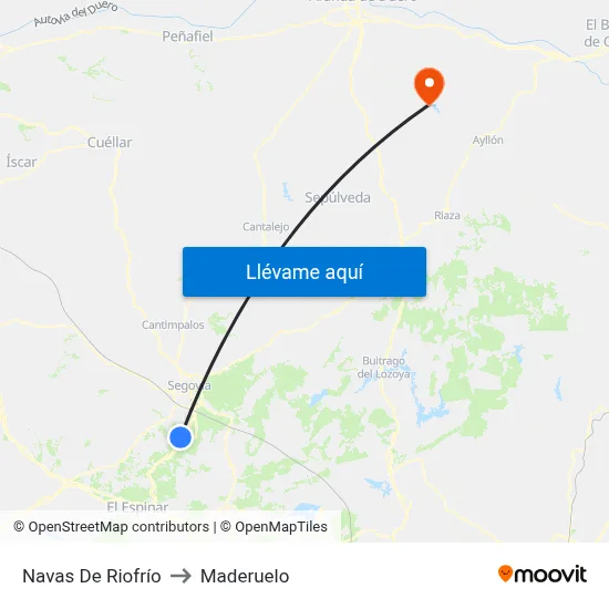 Navas De Riofrío to Maderuelo map