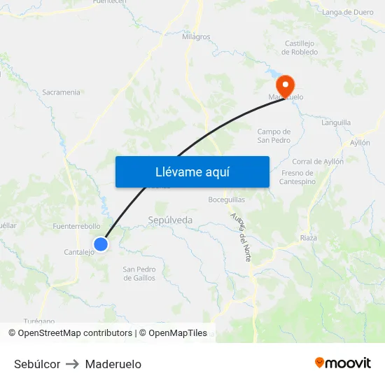Sebúlcor to Maderuelo map