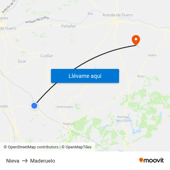 Nieva to Maderuelo map