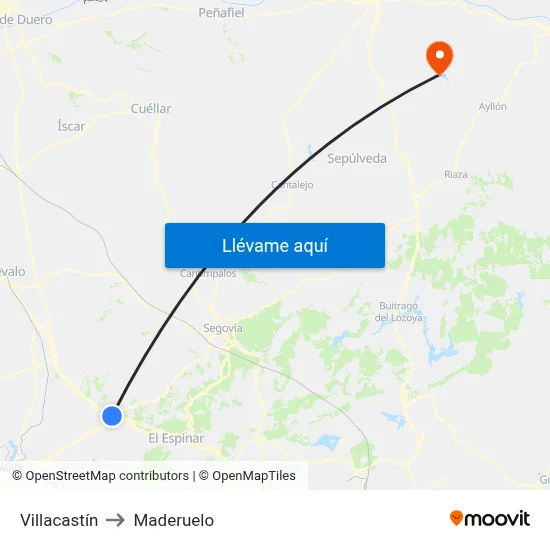 Villacastín to Maderuelo map