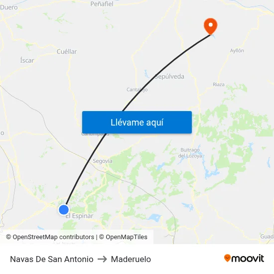 Navas De San Antonio to Maderuelo map