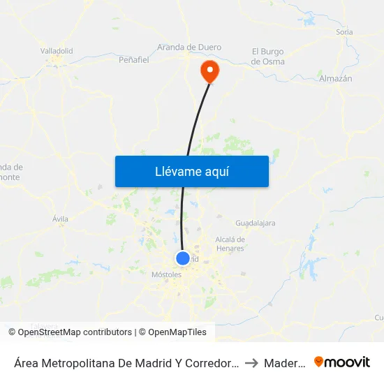 Área Metropolitana De Madrid Y Corredor Del Henares to Maderuelo map