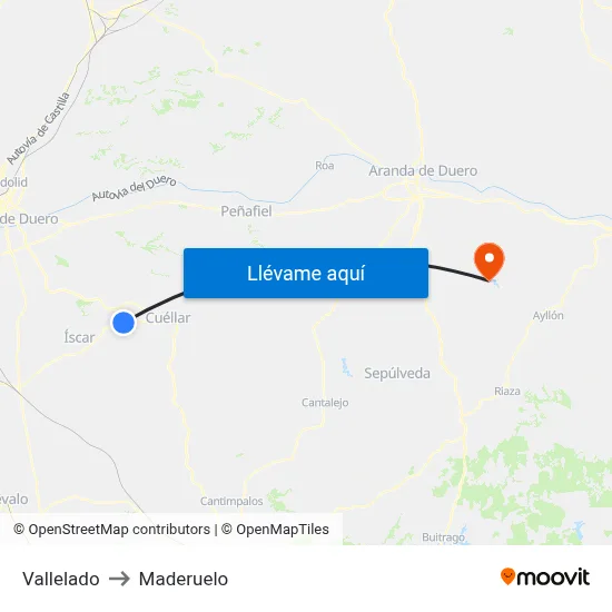 Vallelado to Maderuelo map