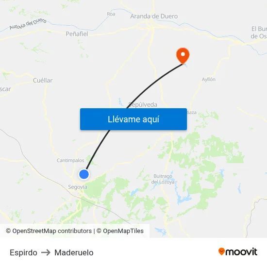 Espirdo to Maderuelo map