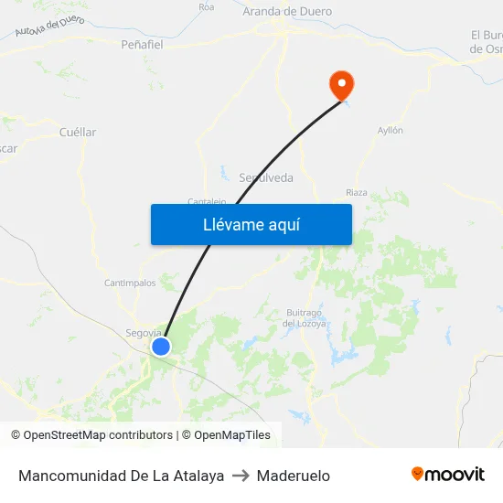 Mancomunidad De La Atalaya to Maderuelo map