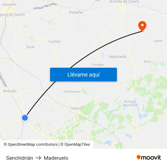 Sanchidrián to Maderuelo map