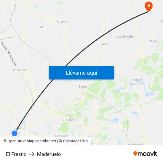 El Fresno to Maderuelo map