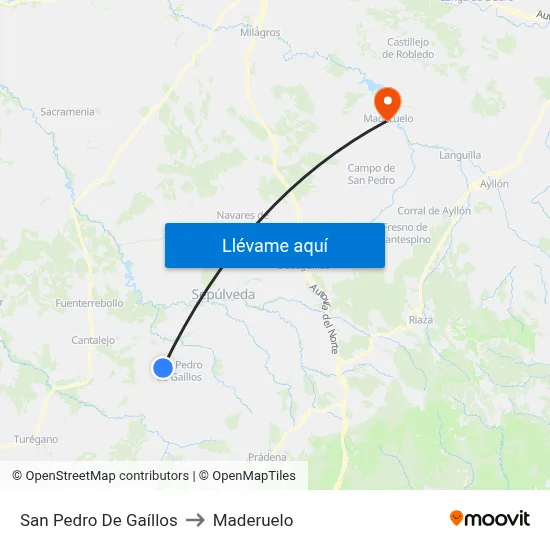 San Pedro De Gaíllos to Maderuelo map