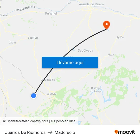 Juarros De Riomoros to Maderuelo map