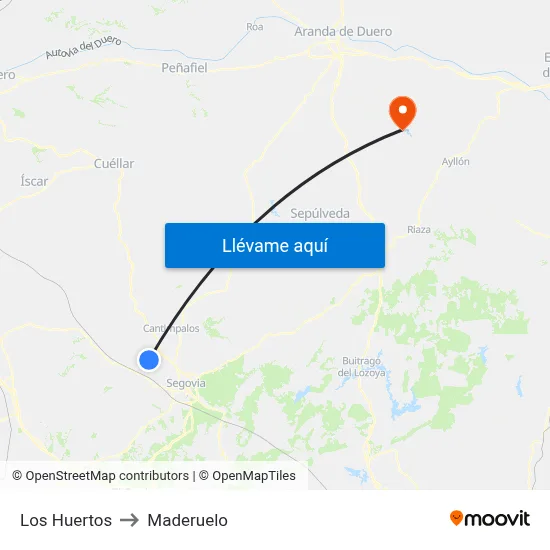 Los Huertos to Maderuelo map