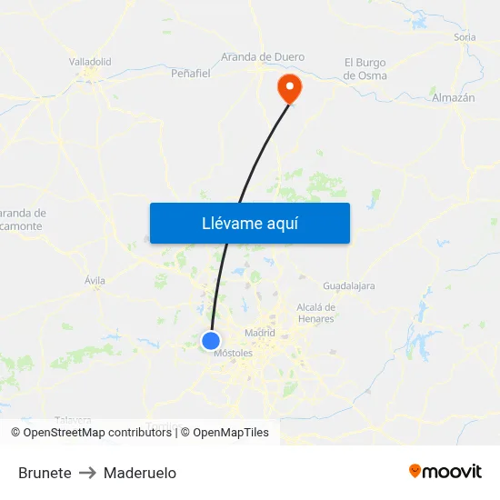 Brunete to Maderuelo map