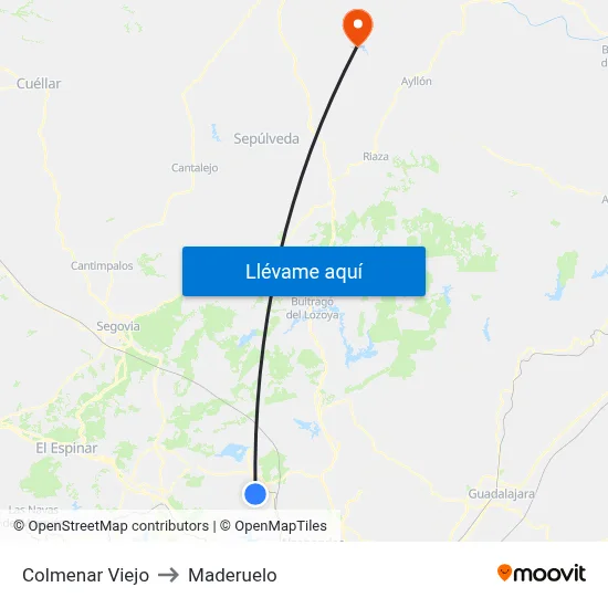 Colmenar Viejo to Maderuelo map