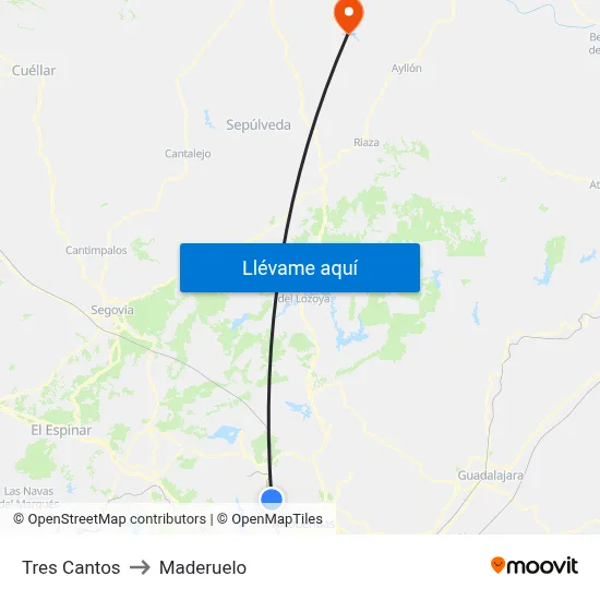 Tres Cantos to Maderuelo map