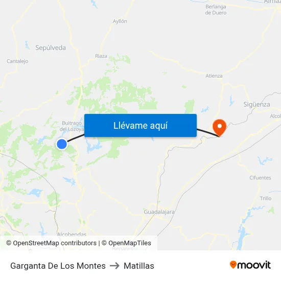 Garganta De Los Montes to Matillas map