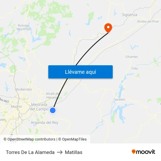 Torres De La Alameda to Matillas map