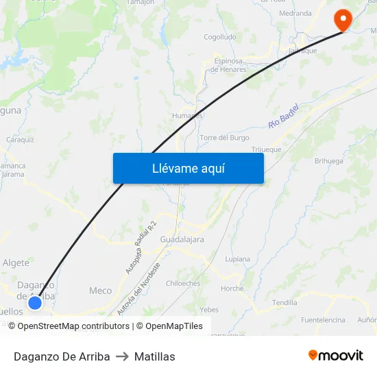 Daganzo De Arriba to Matillas map