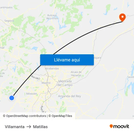 Villamanta to Matillas map